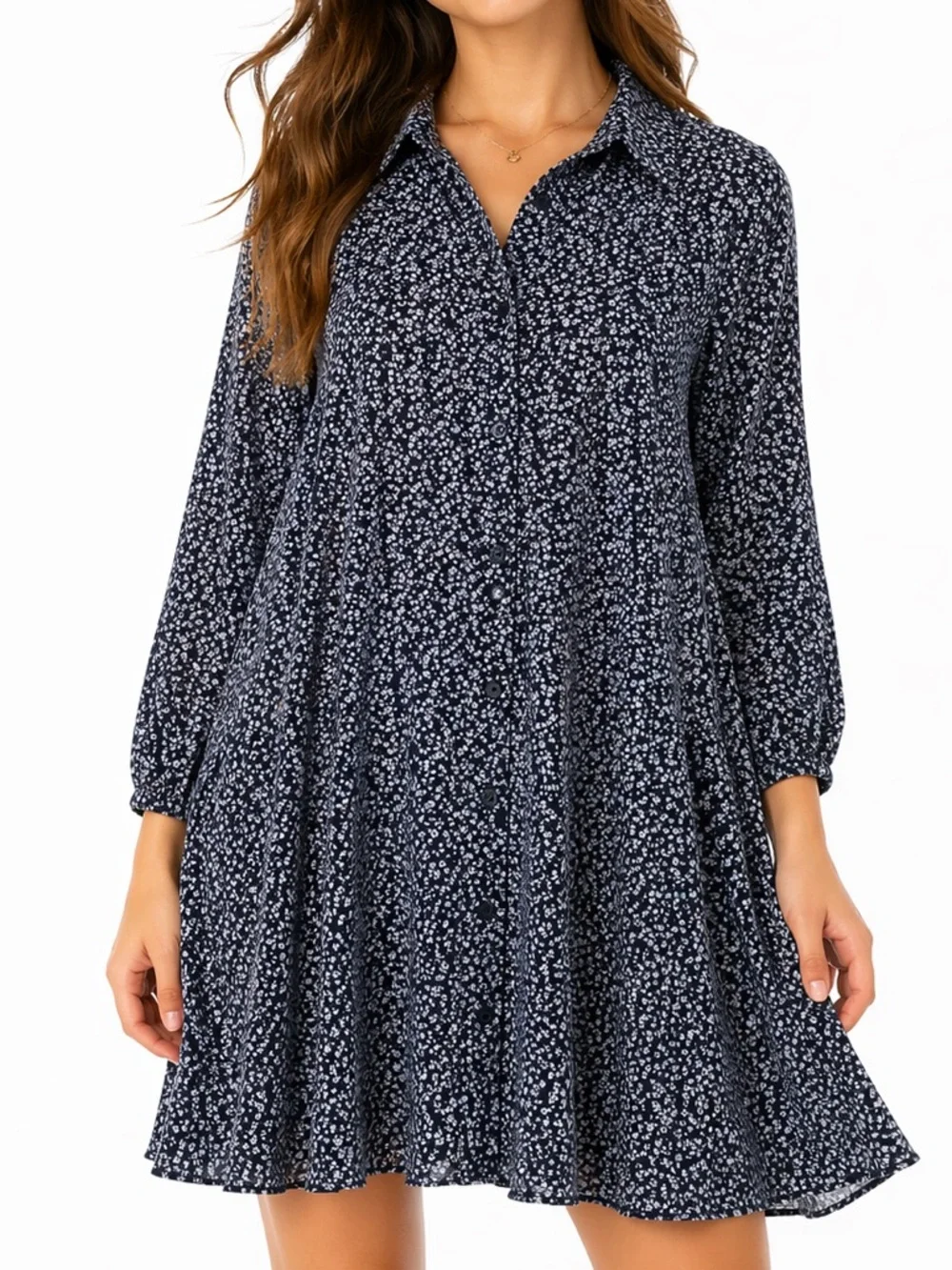 Zara 13-14 Years Old Floral Button-Up Flowy Dress